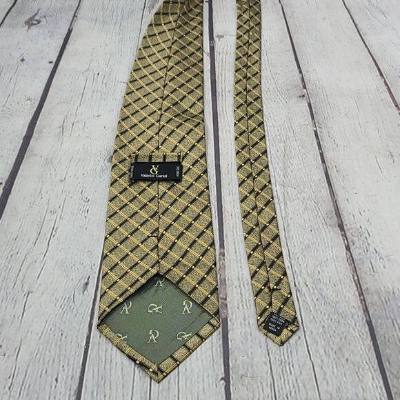 Vintage Handmade Silk Tan Brown Diamond Pattern Tie - Picture 4 of 7